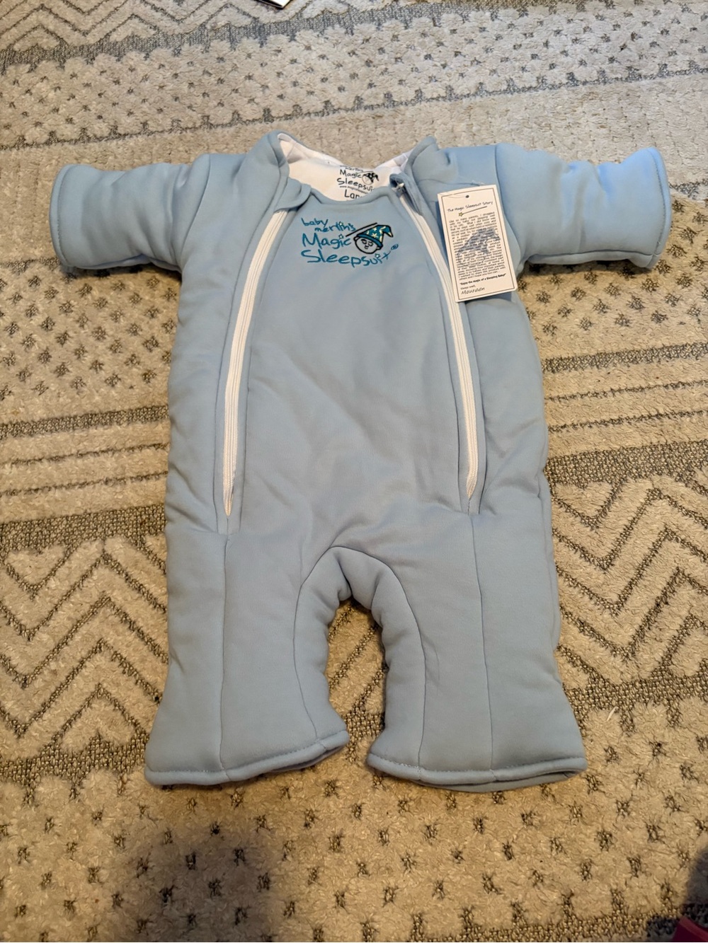 Baby Merlin's Magic Sleepsuit, Large 6-9 Mo, Swaddle Transition Product, Blue